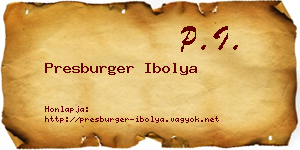Presburger Ibolya névjegykártya